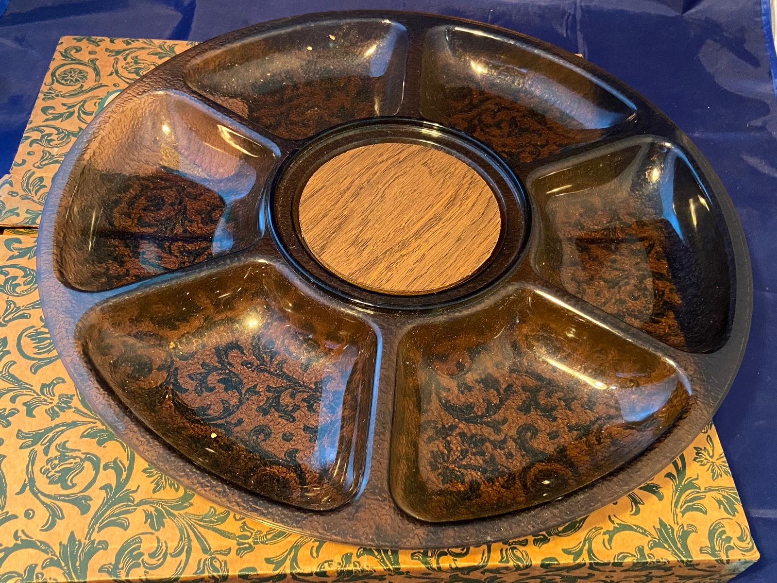 Vintage NOS MCM Luxury Lucite Hors D'Oeuvre Serving Tray Smoke Eagle Milano Box