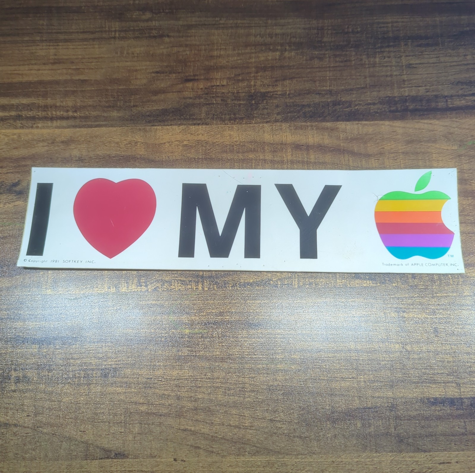 Vintage I Love My Apple Bumper Sticker 1981