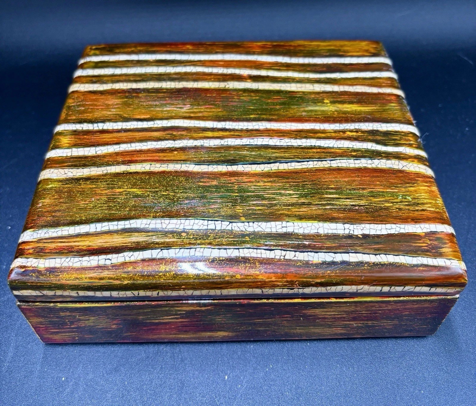 Vintage Maitland Smith Hand Painted Lacquer Box