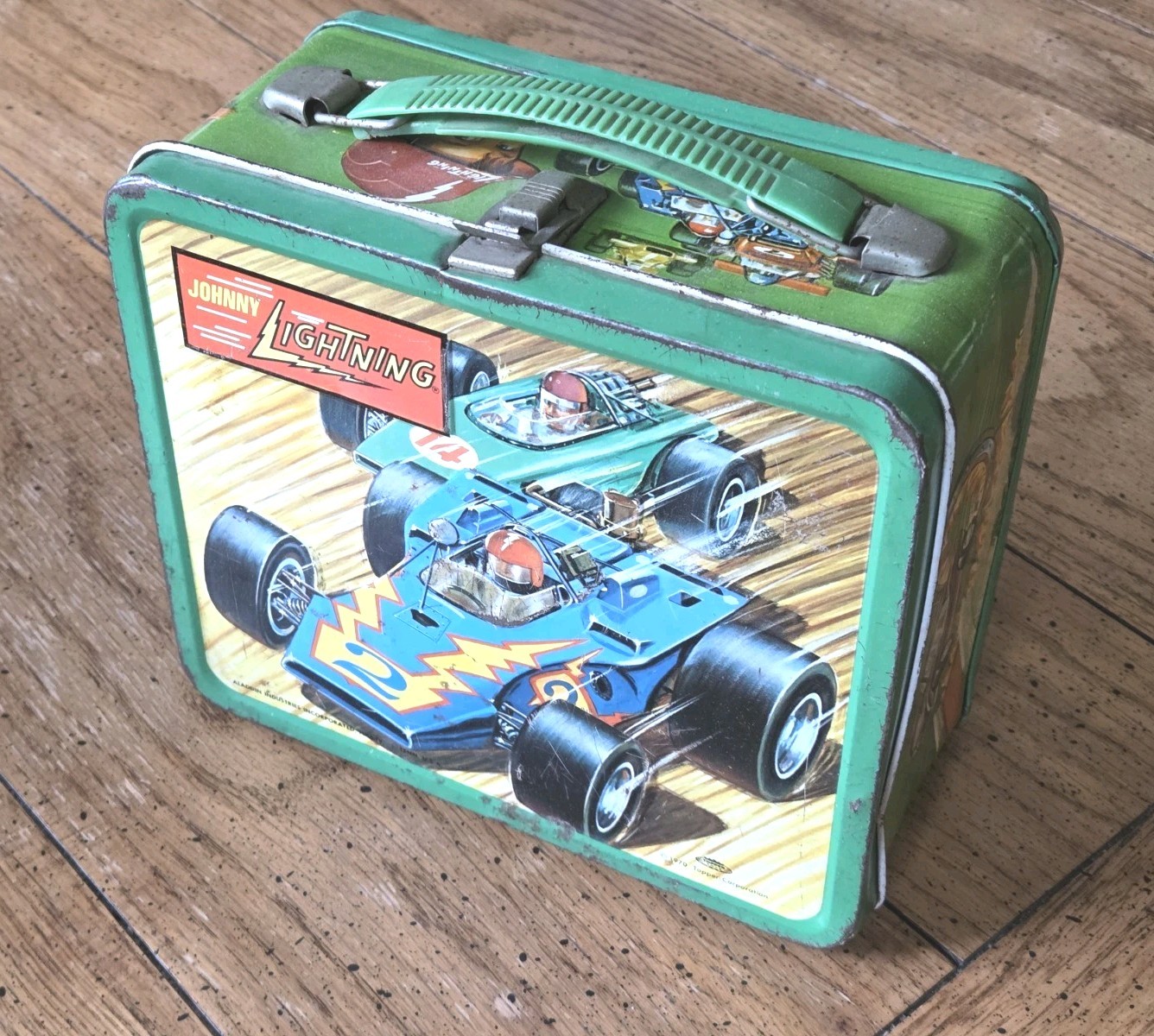 Vintage 1970 Johnny Lightning Metal Lunchbox. Aladdin. Car Racing. No Thermos 