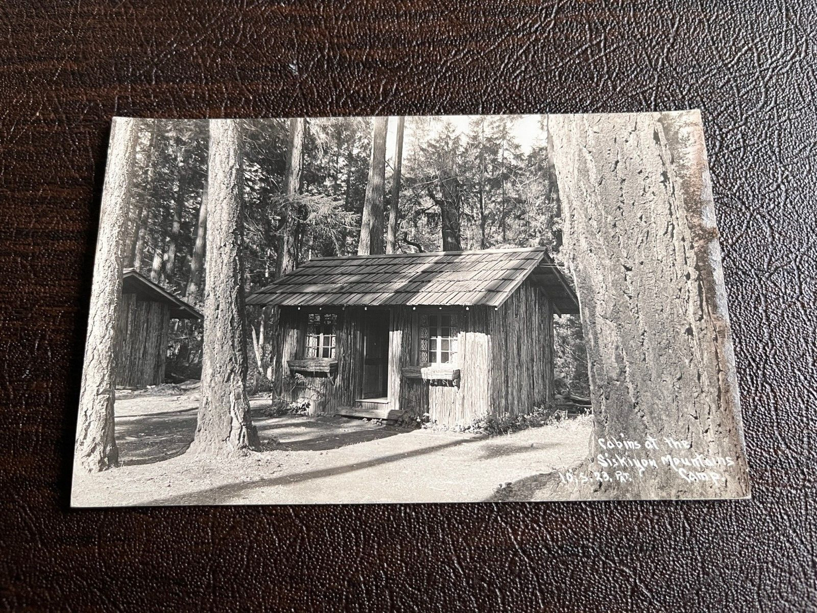 RPPC Siskiyou Mountain Camp California - View of Log Cabins - 1930s era