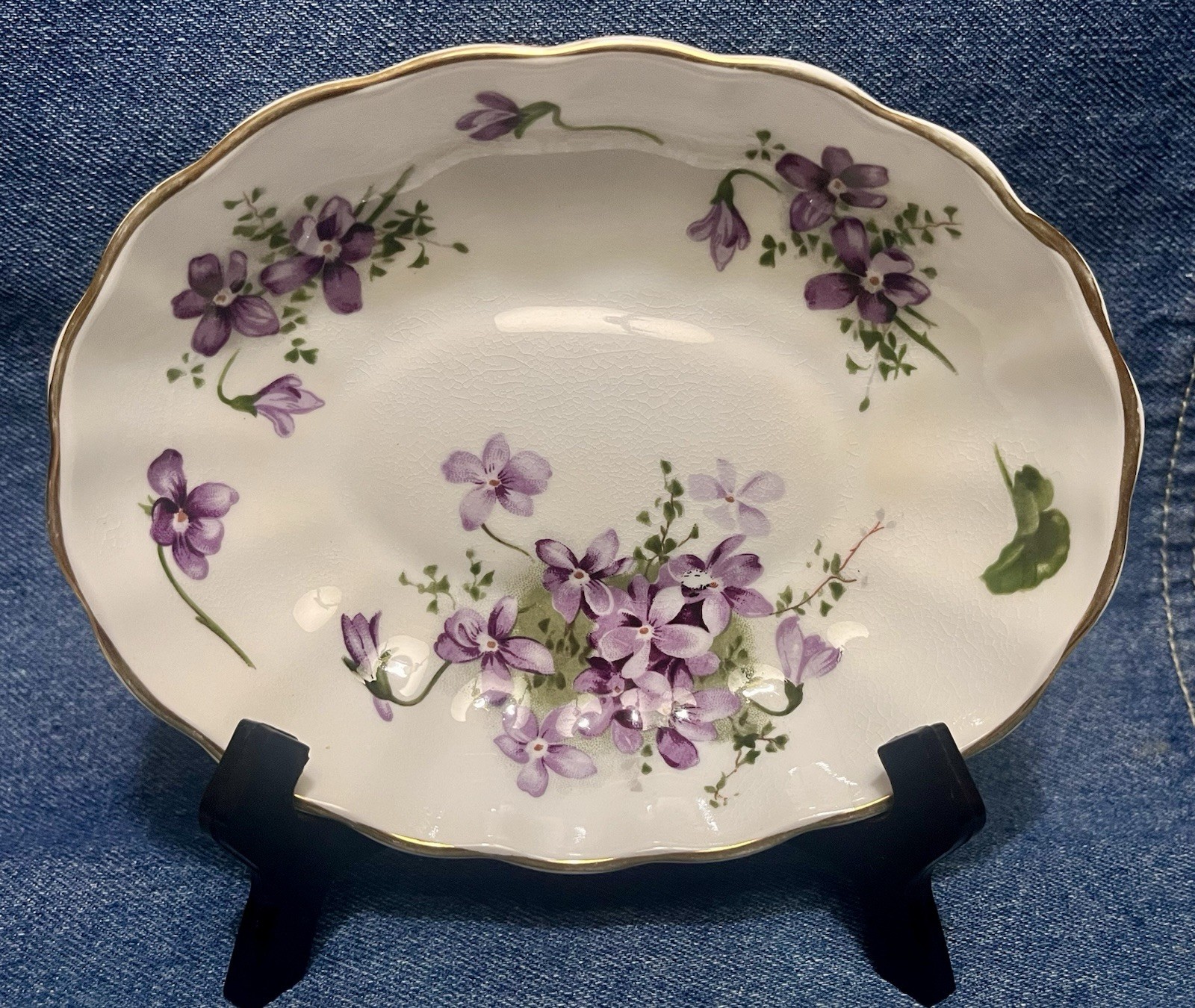 Hammersley Victorian Violets 6” Soap/ Trinket Dish Fine Bone China Rare VTG EUC