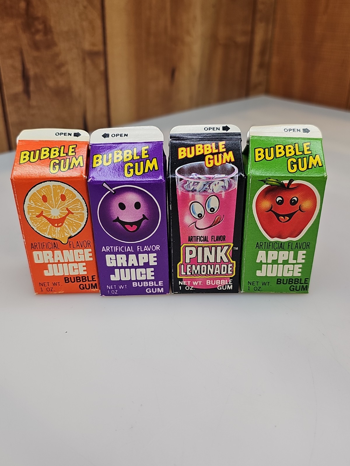Vintage Topps Juice Bar 4 Pack SET SEALED NOS Apple Grape Orange Pink Lemonade