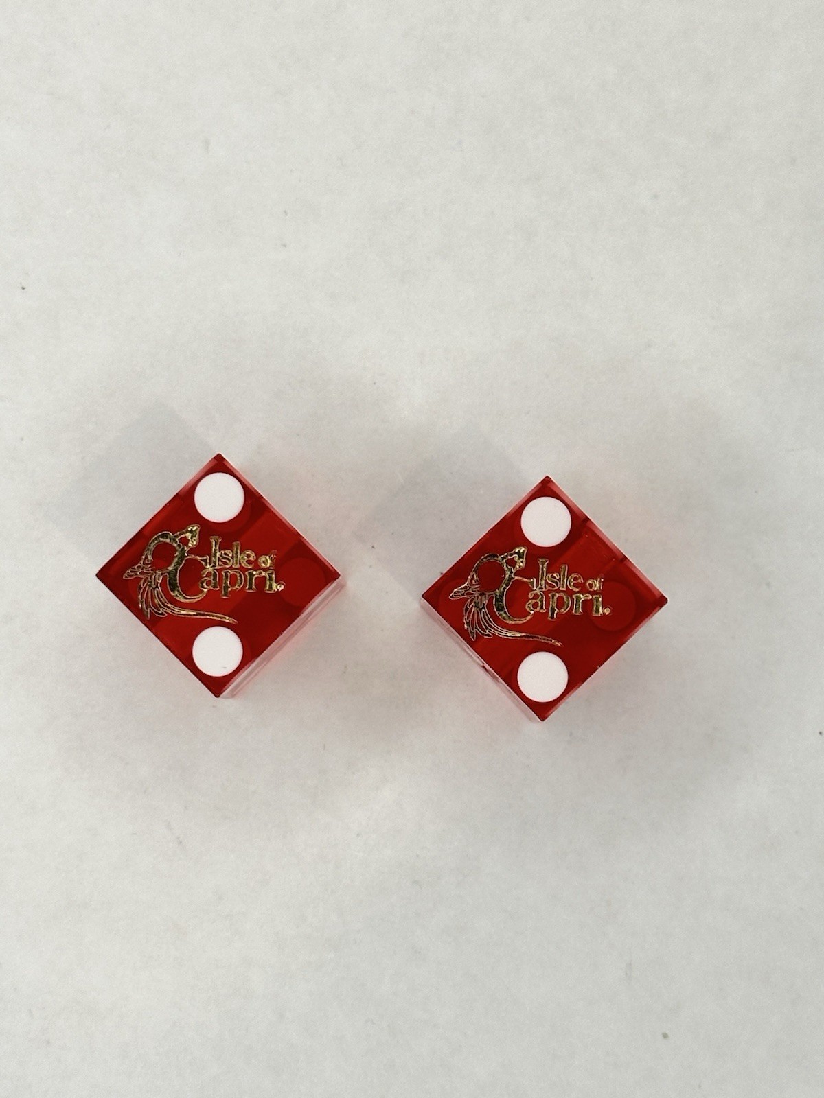 2 VINTAGE  ISLE OF CAPRI DICE RED