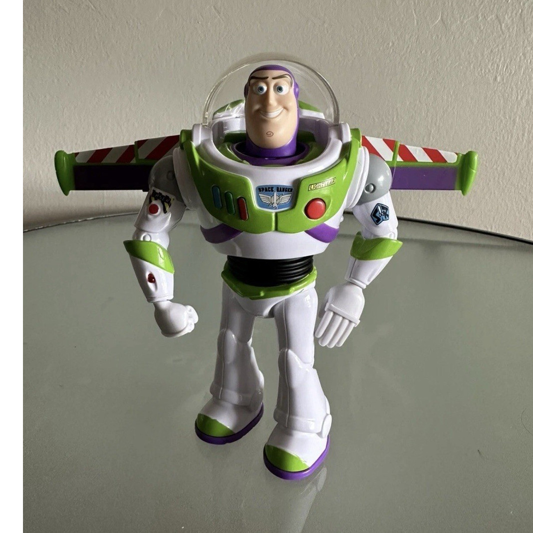 Disney Pixar Toy Story Buzz Lightyear talk work light up wings open figures 