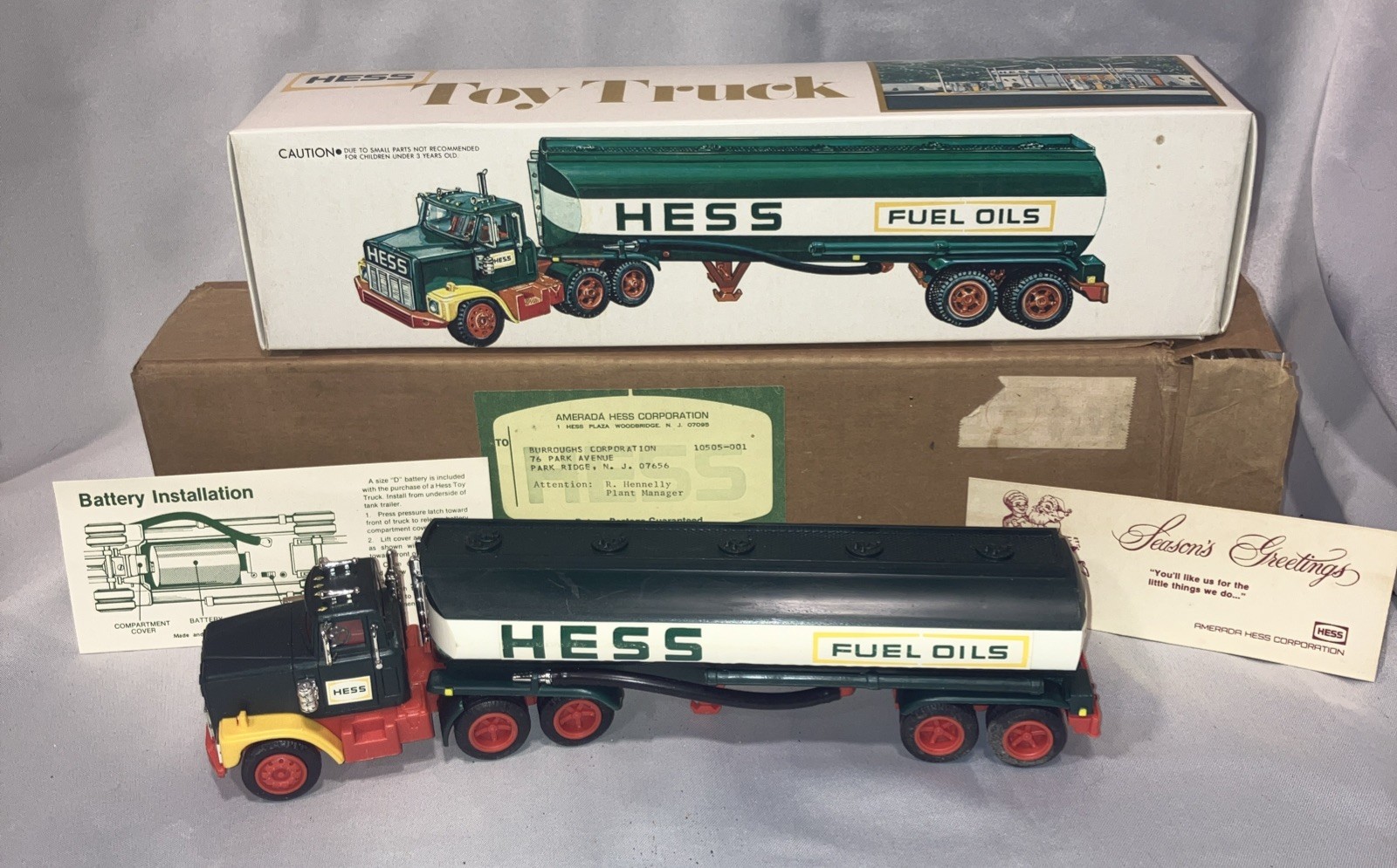 Vintage 1977 Hess Fuel Oil Tanker Truck Collectible RARE Authentic with Box 