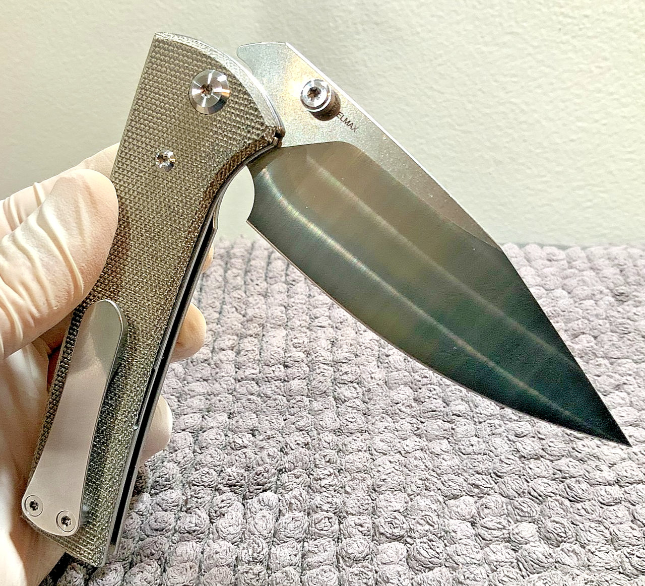 Chaves Knives (HAV14456) Scapegoat 229 Elmax Steel *Green* Micarta Grip Folder