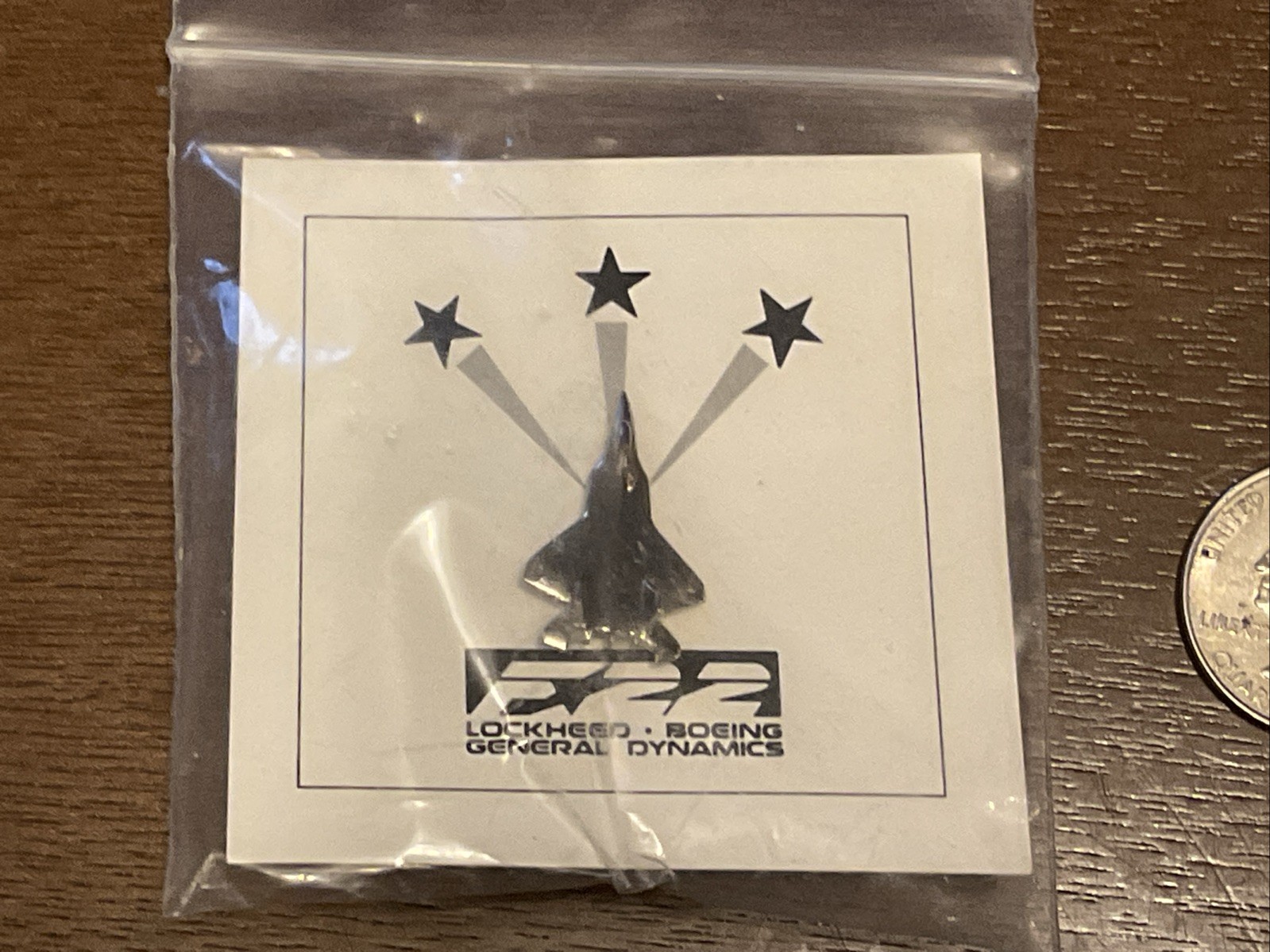 Vintage F-22 Raptor Jet Pin Lockheed General Dynamics Boeing Tie Tack Metal
