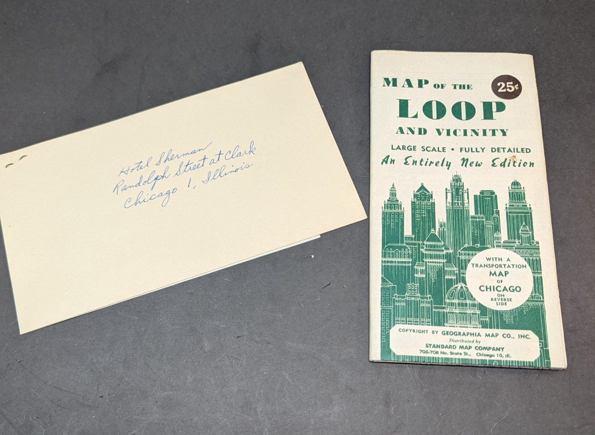 Map of Chicago Loop Vicinity and Hotel Sherman Brochure Vintage