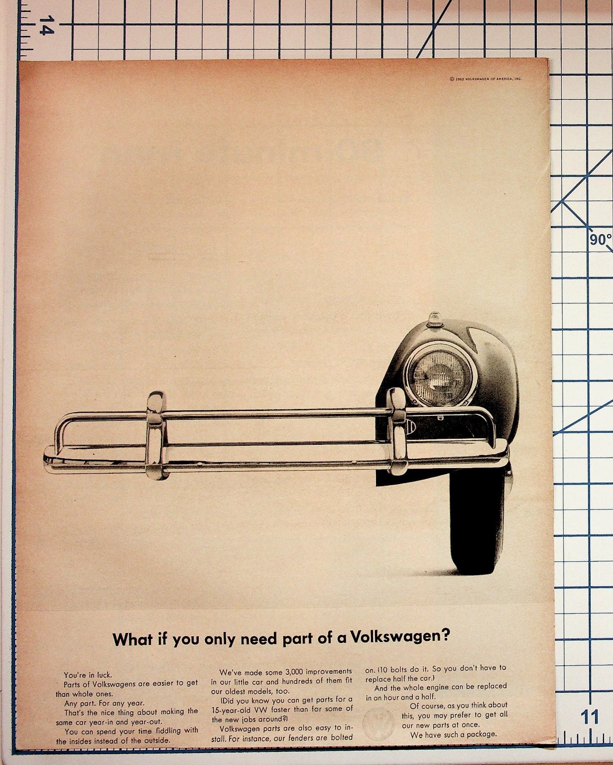 Vintage 1962 Volkswagen VW Beetle Car Parts Magazine Print Ad Ephemera