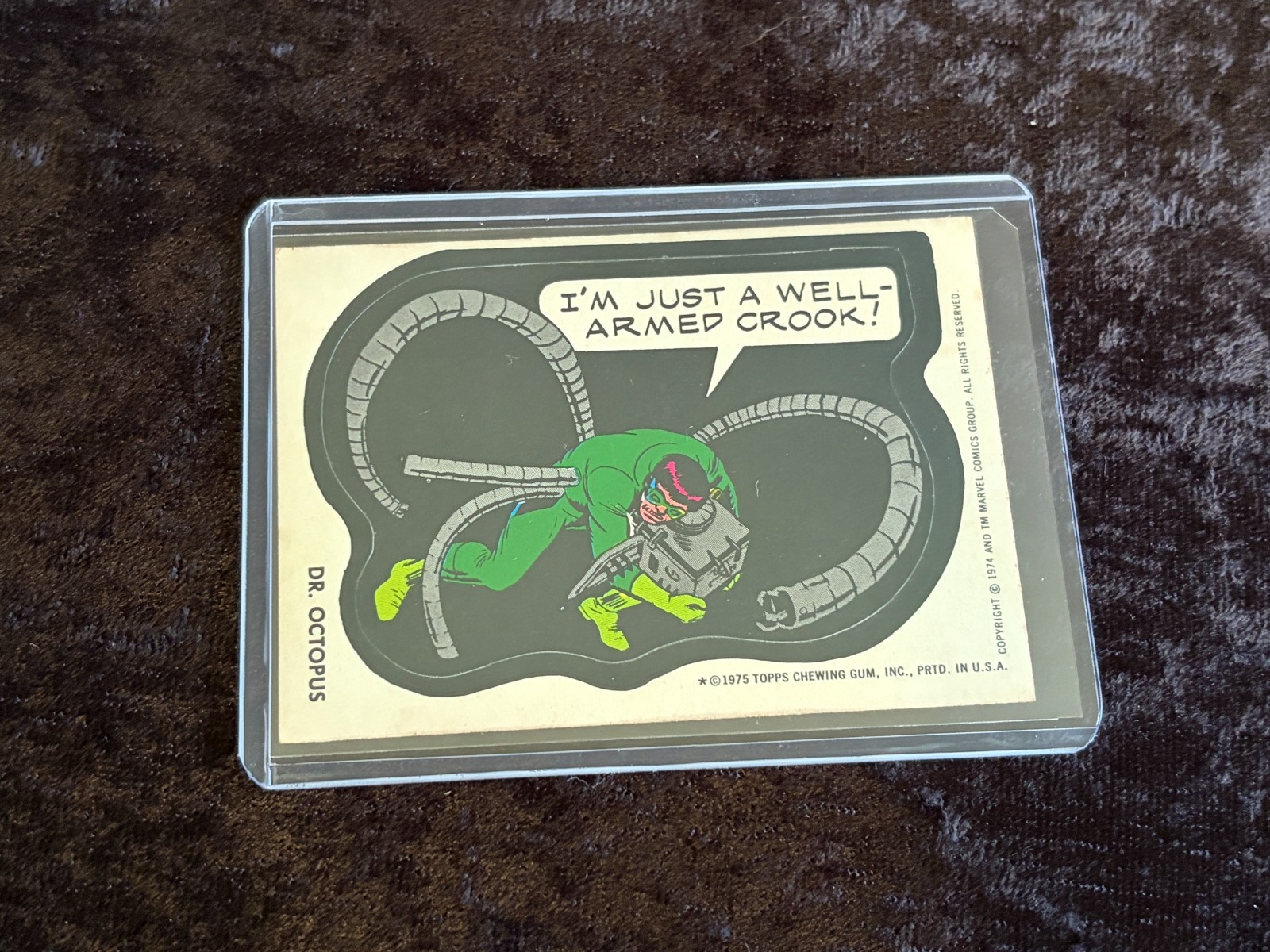 1975 Marvel Topps Sticker Card Dr. Octopus in New Protective Case
