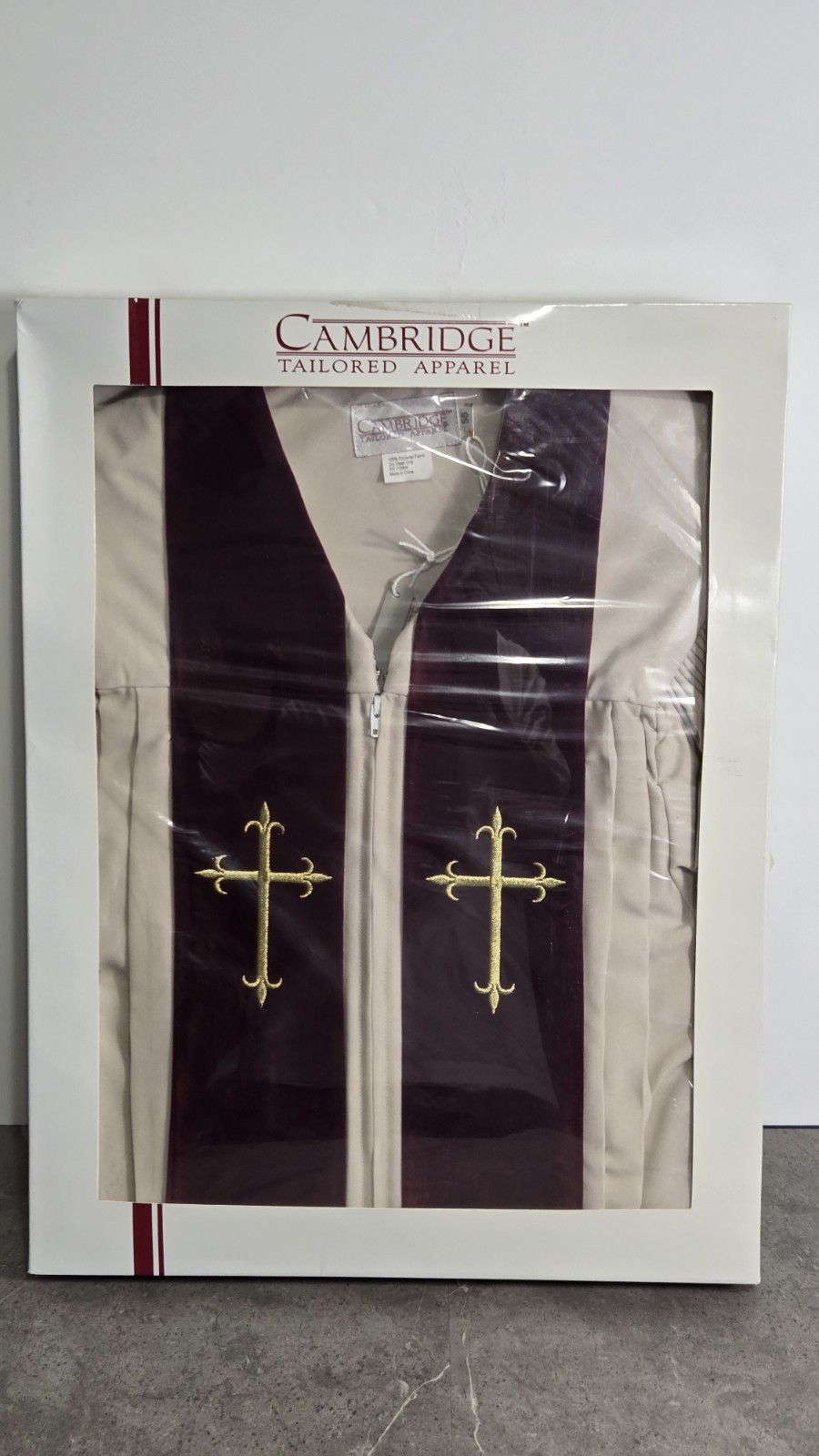 New Catholic Factory Outlet Burgandy/Ivory Pulpit Robe-Gold Embroidery, 55 Med 