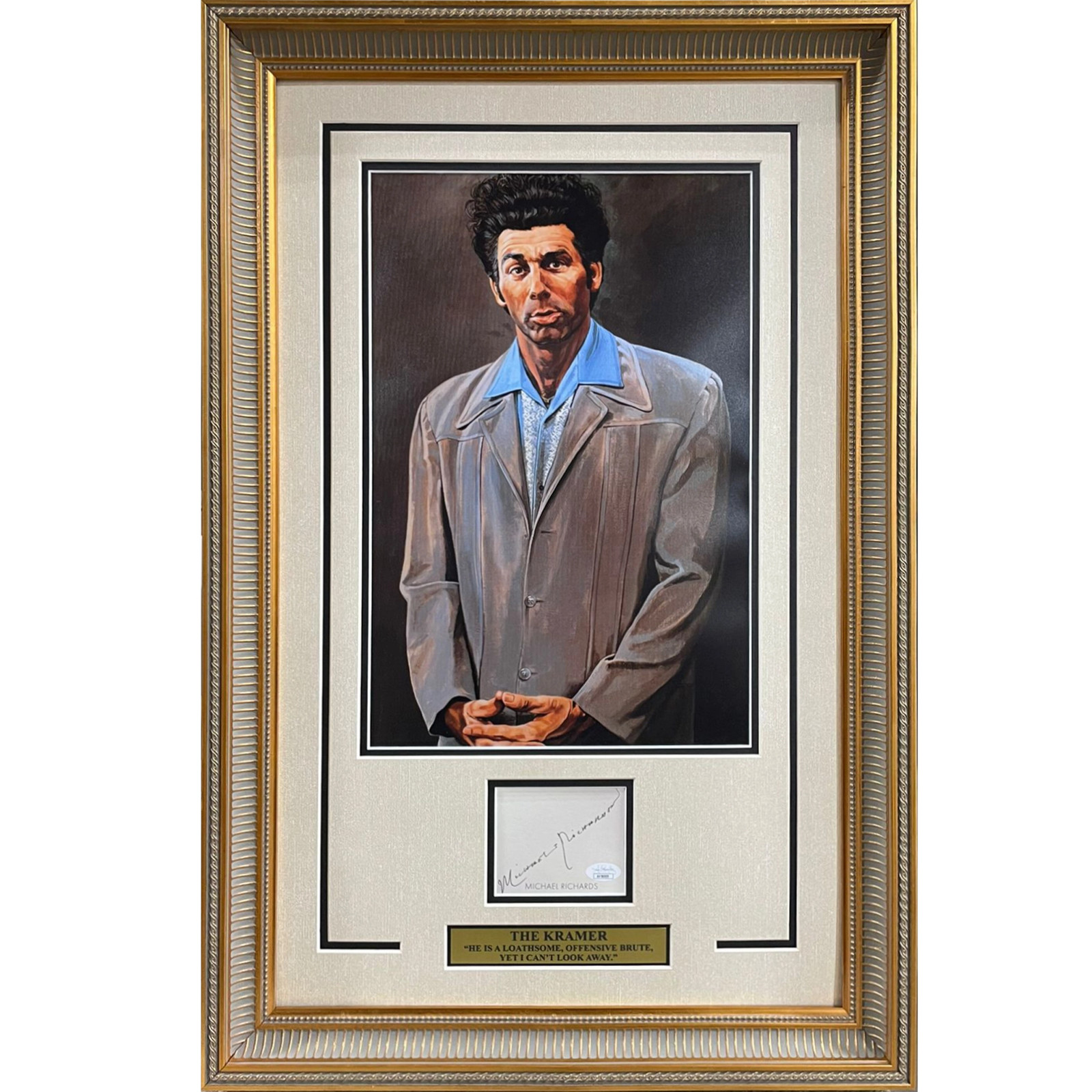 Michael Richards Autographed Seinfeld Deluxe Framed The Kramer 11x17 Artwork Pos
