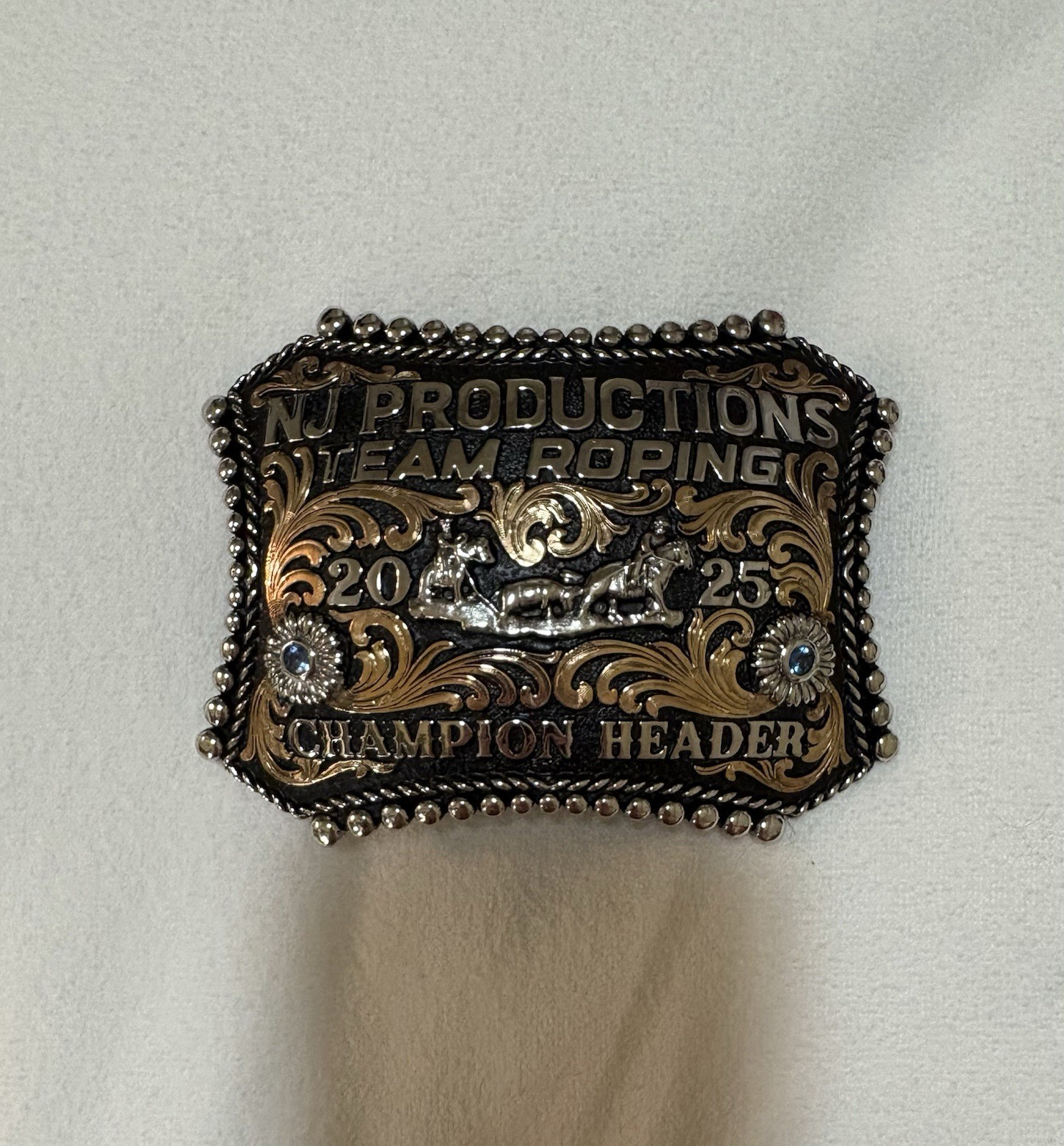 Trophy Rodeo Champion Belt Buckle Team Roper Roping Header Heeler