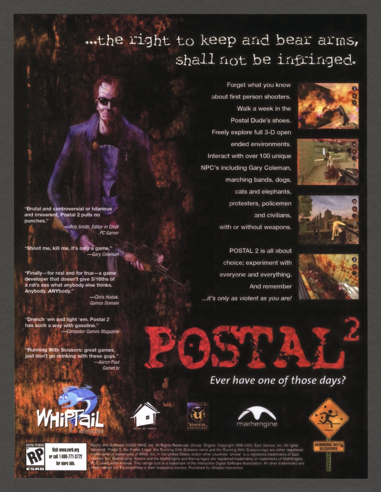 Postal 2 PC Game 2003 Big Box Promotional Retro Ad Art Print Poster - Glossy