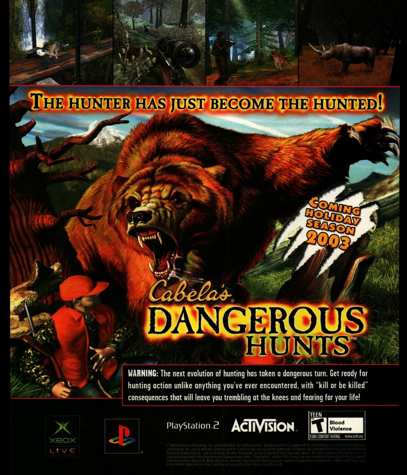 Cabela's Dangerous Hunts Activision Video Game Magazine Ad 2004