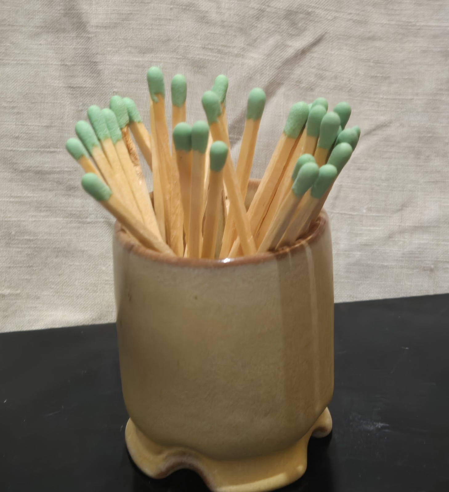 Frankoma Pottery Match Holder, Original Creation, Tan Original Creation