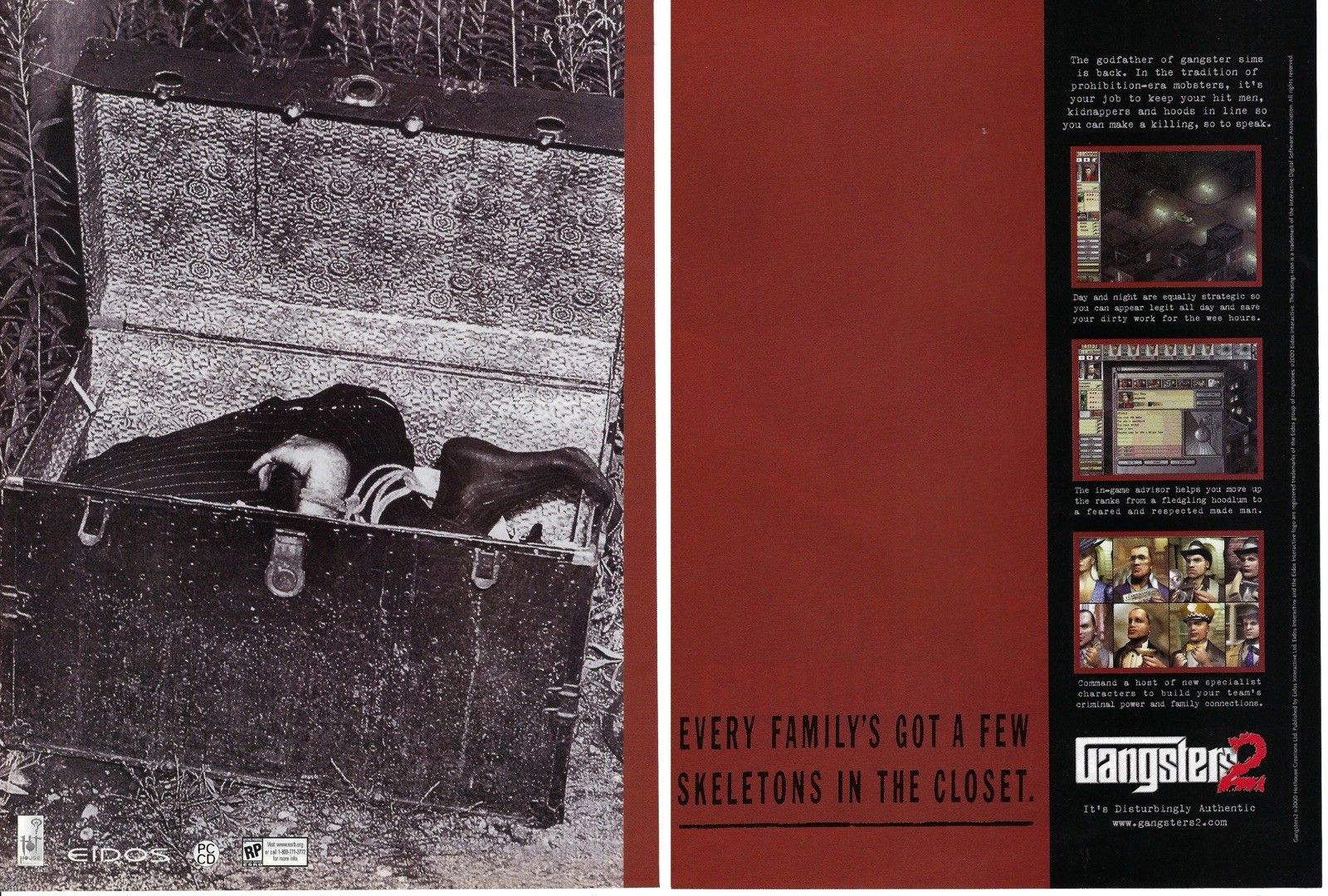 2001 Gangsters 2 Skeletons Video Game Eidos Interactive Vintage Print Ad/Poster