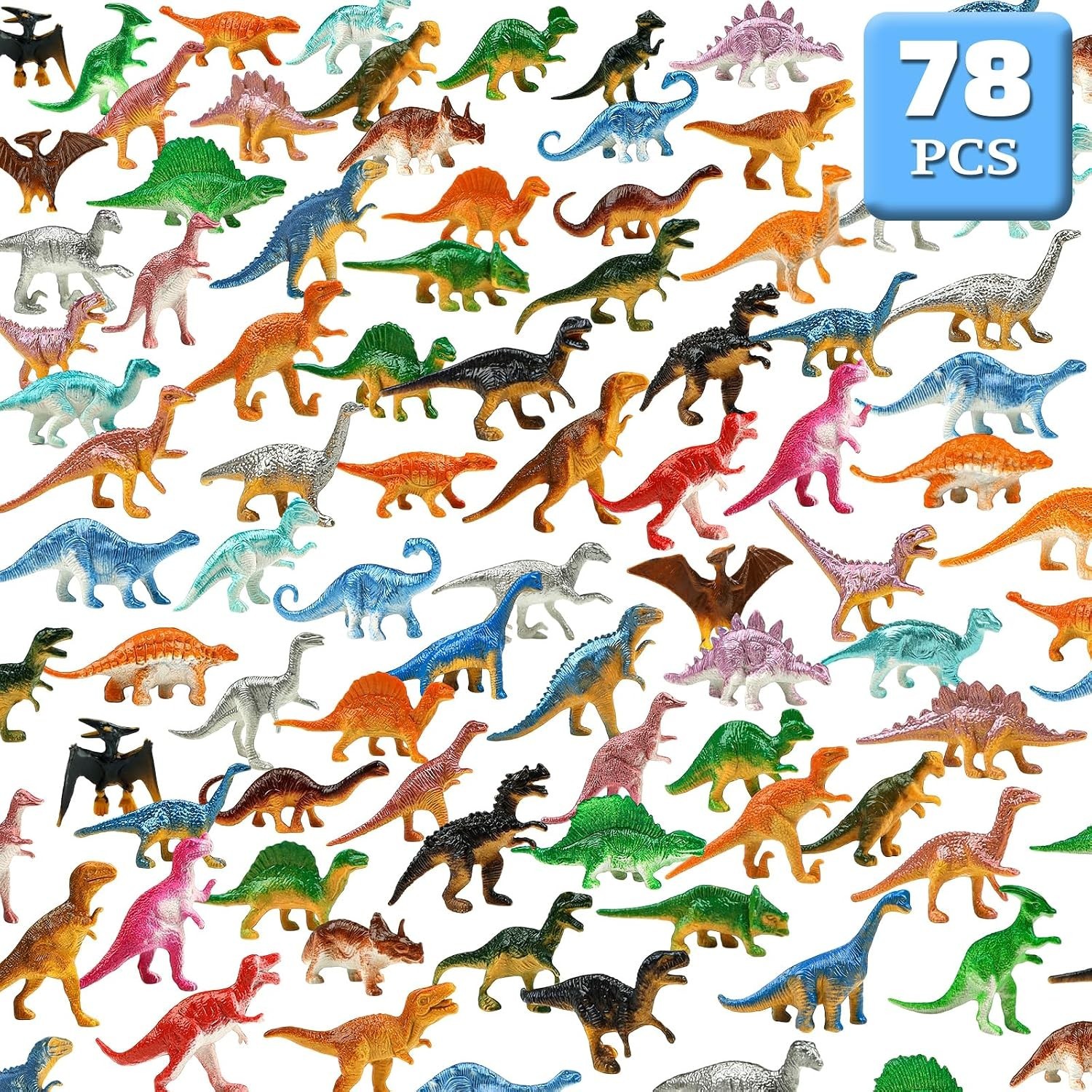 Dinosaur Figures, Plastic Mini Dinosaur Figure Set Including T-Rex, Stegosaurus,