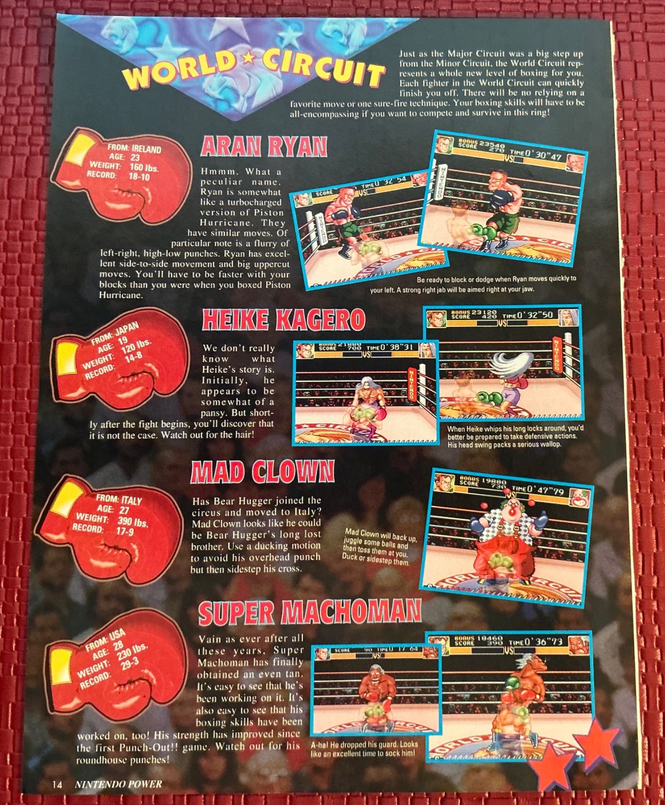 Super Punchout World Circuit Nintendo Print Ad Poster Art 8”x 10.5” Vintage Rare