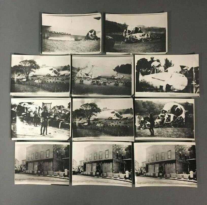 Rare Group of 11 Photos Airship Shenandoah ZR-1 Disaster Photos / Victim Coffins