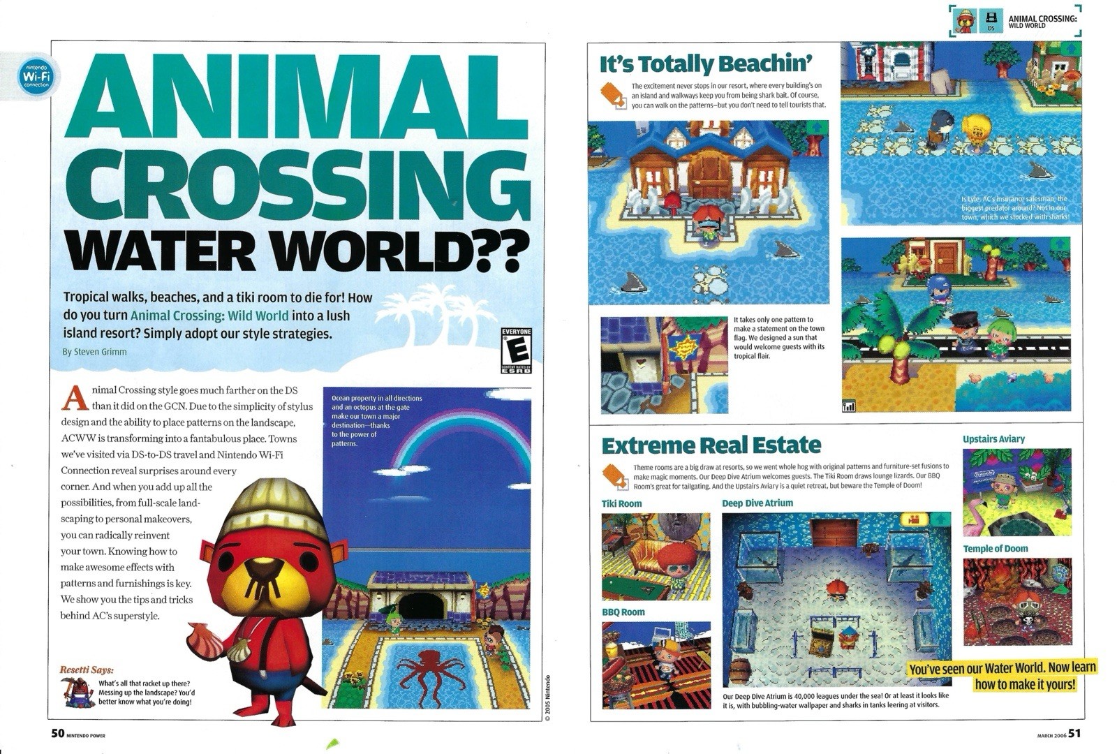 2006 Nintendo Power Animal Crossing WaterWorld Video Game Retro Print Ad/Article
