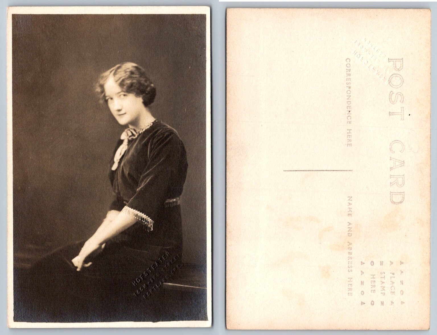 RPPC Pretty Young Woman Portrait Hofsteater Portland Oregon Vintage Postcard