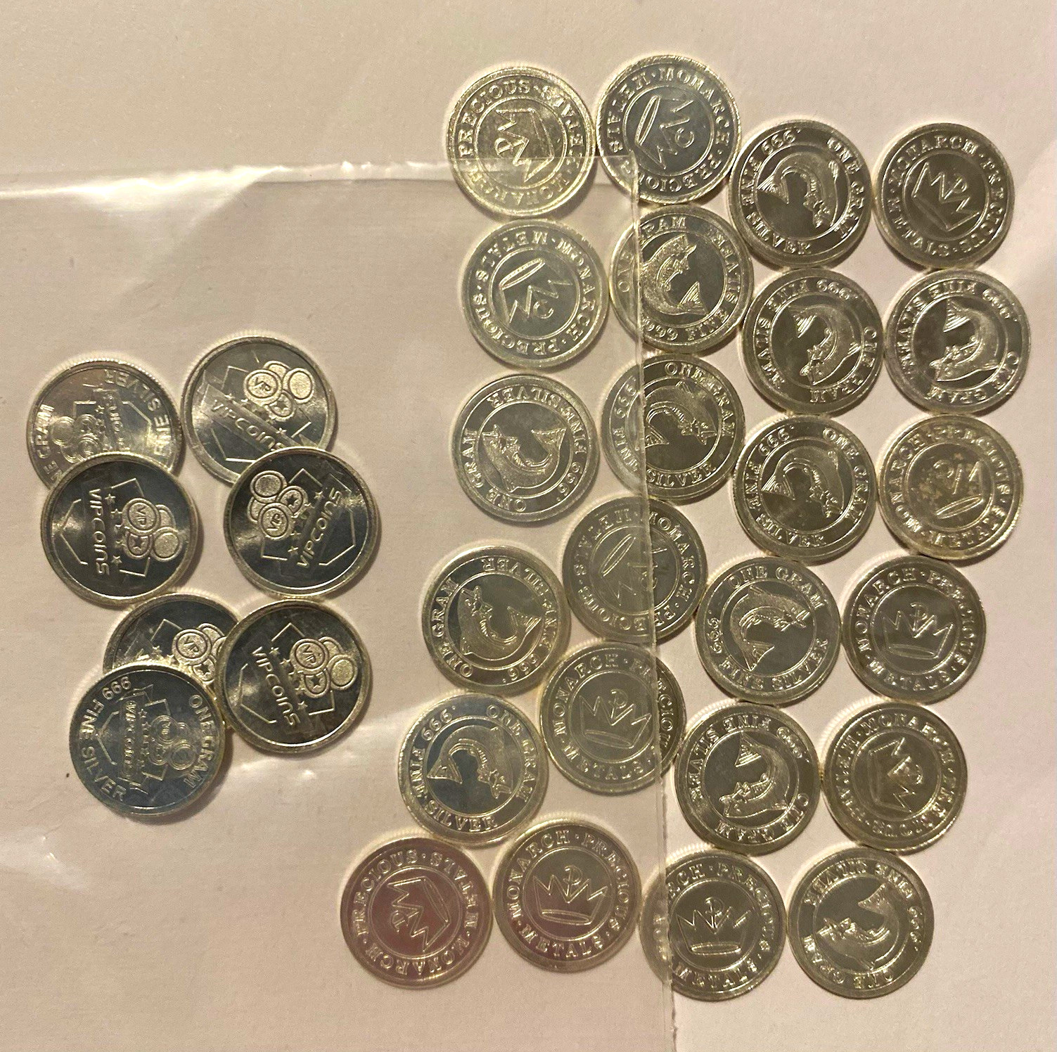1 gram .999 lot x31 silver rounds 