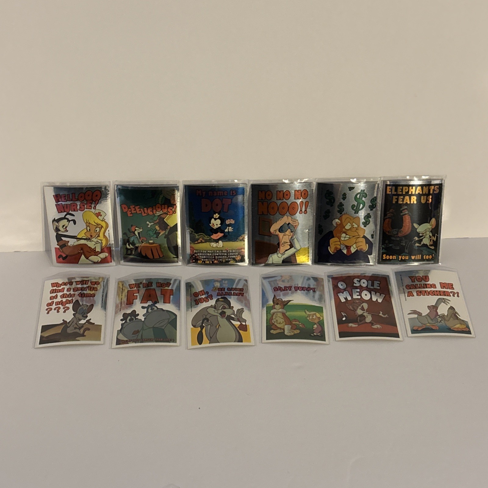 Full Set 1995 Topps Animaniacs Foil Stickers 1-12 Pinky & The Brain