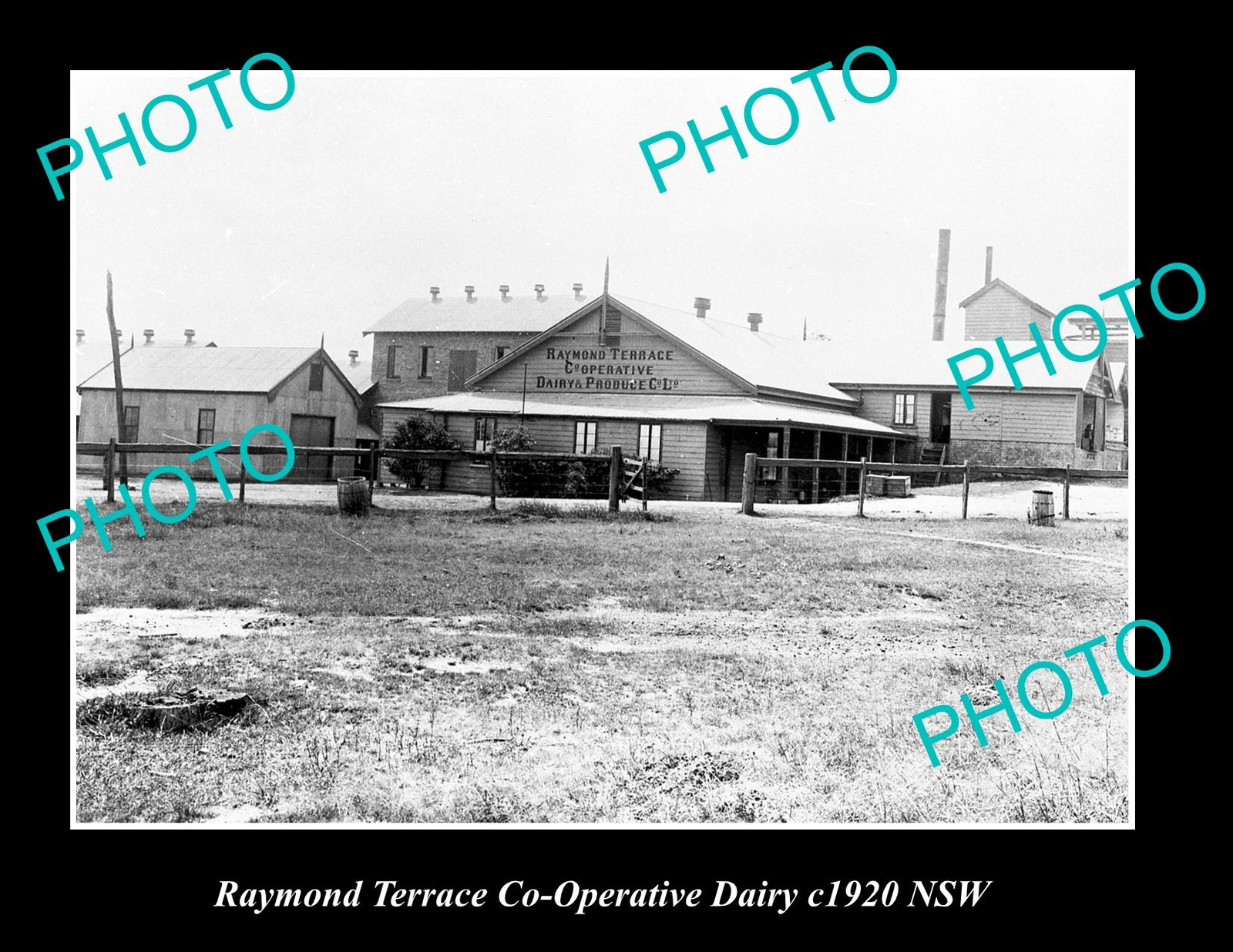 OLD LARGE HISTORIC PHOTO OF RAYMOND TERRACE NSW, DAIRY CO-OP FACTORY c1920