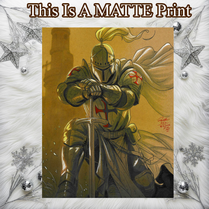 Crusader OC Color Illustration MixedMedia Fine Art Print 8.5x11 - Keyeske