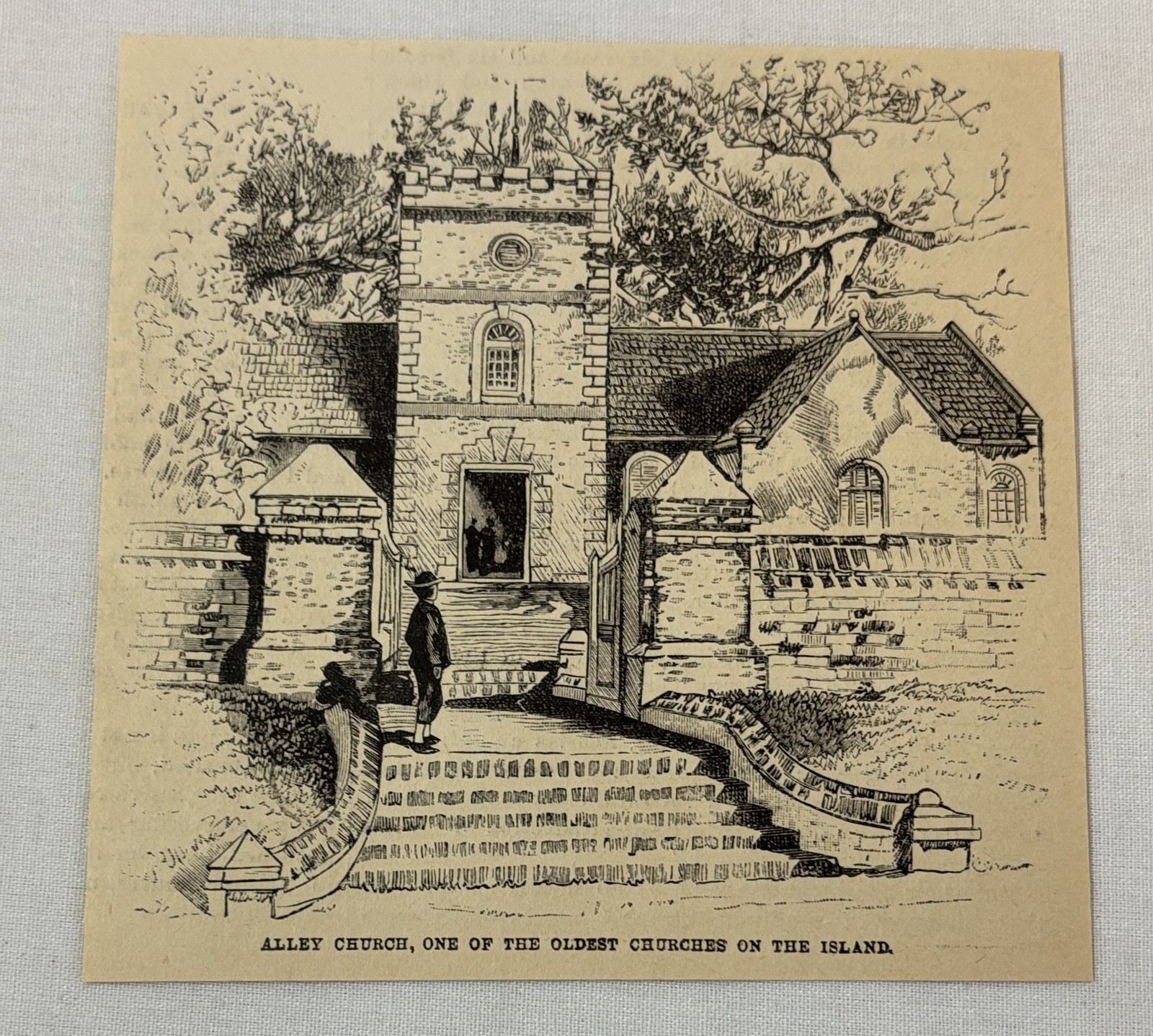 1885 magazine engraving ~ ALLEY CHURCH, Clarendon, Jamaica