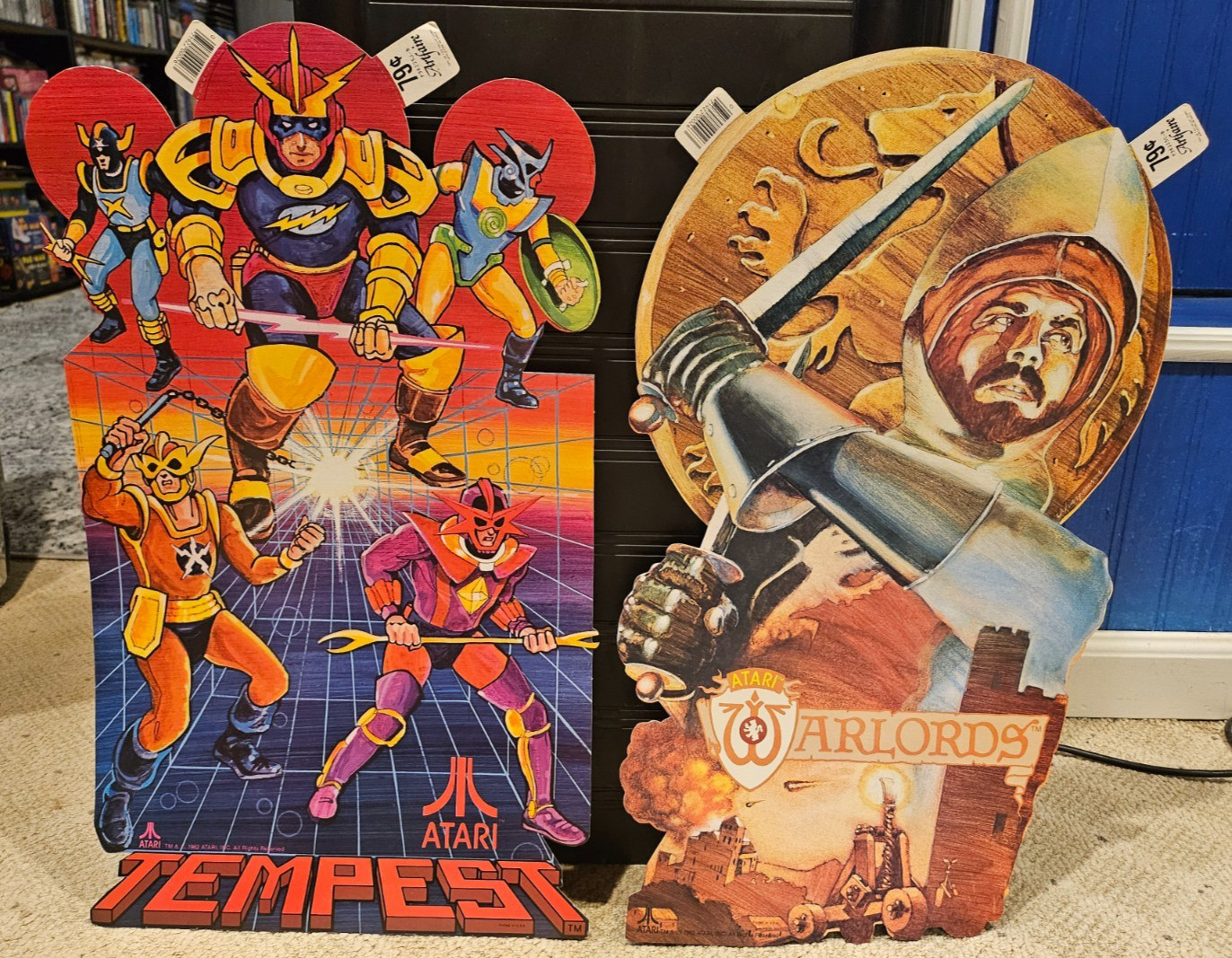 ATARI Vintage 1982 POSTERS Warlords & Tempest Die-cut two-sided original poster