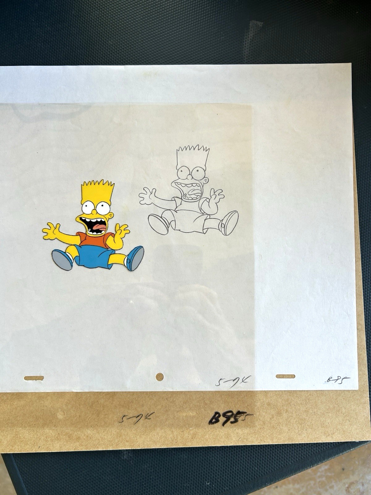 1995 The Simpsons Bart Simpson Original Animation Cel & Production Drawing
