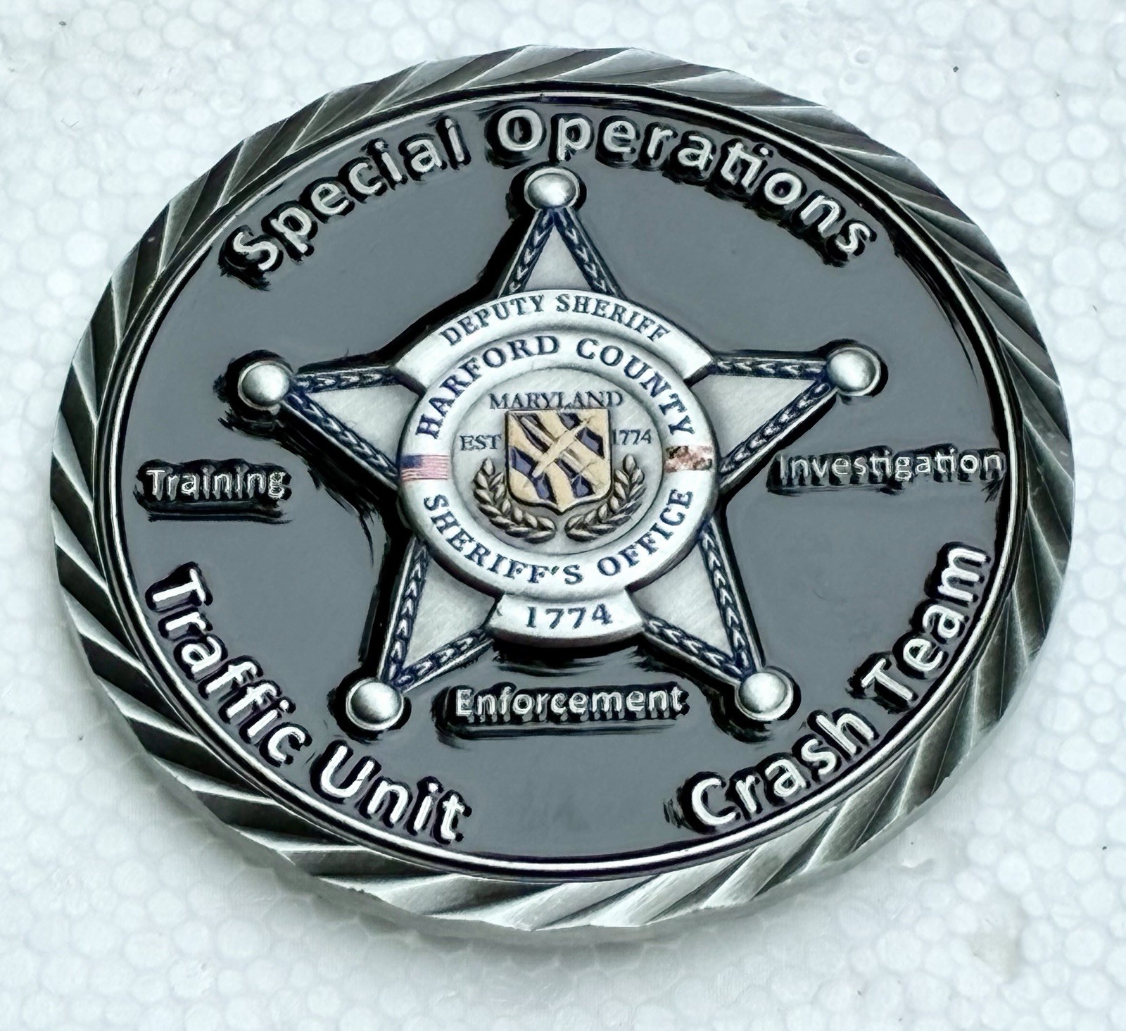 HARFORD COUNTY MD SHERIFFS OFFICE CRASH TEAM POLICE CHALLENGE COIN NEW RARE
