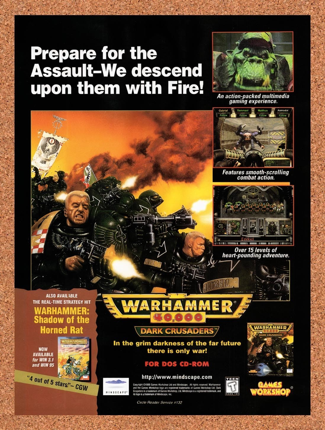 1996 Warhammer Dark Crusaders PC Original Advertisement / Retro Promo v1