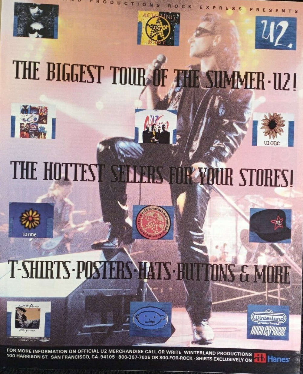 1992 ORIGINAL (UNFRAMED) U2 1992 magazine PROMO AD  