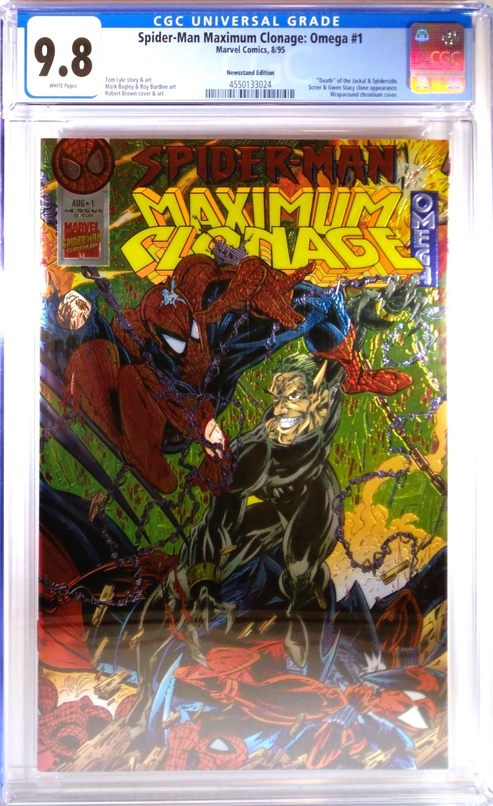 💥 CGC 9.8 NM/MT SPIDER-MAN MAXIMUM CLONAGE OMEGA #1 NEWSSTAND EDITION VARIANT