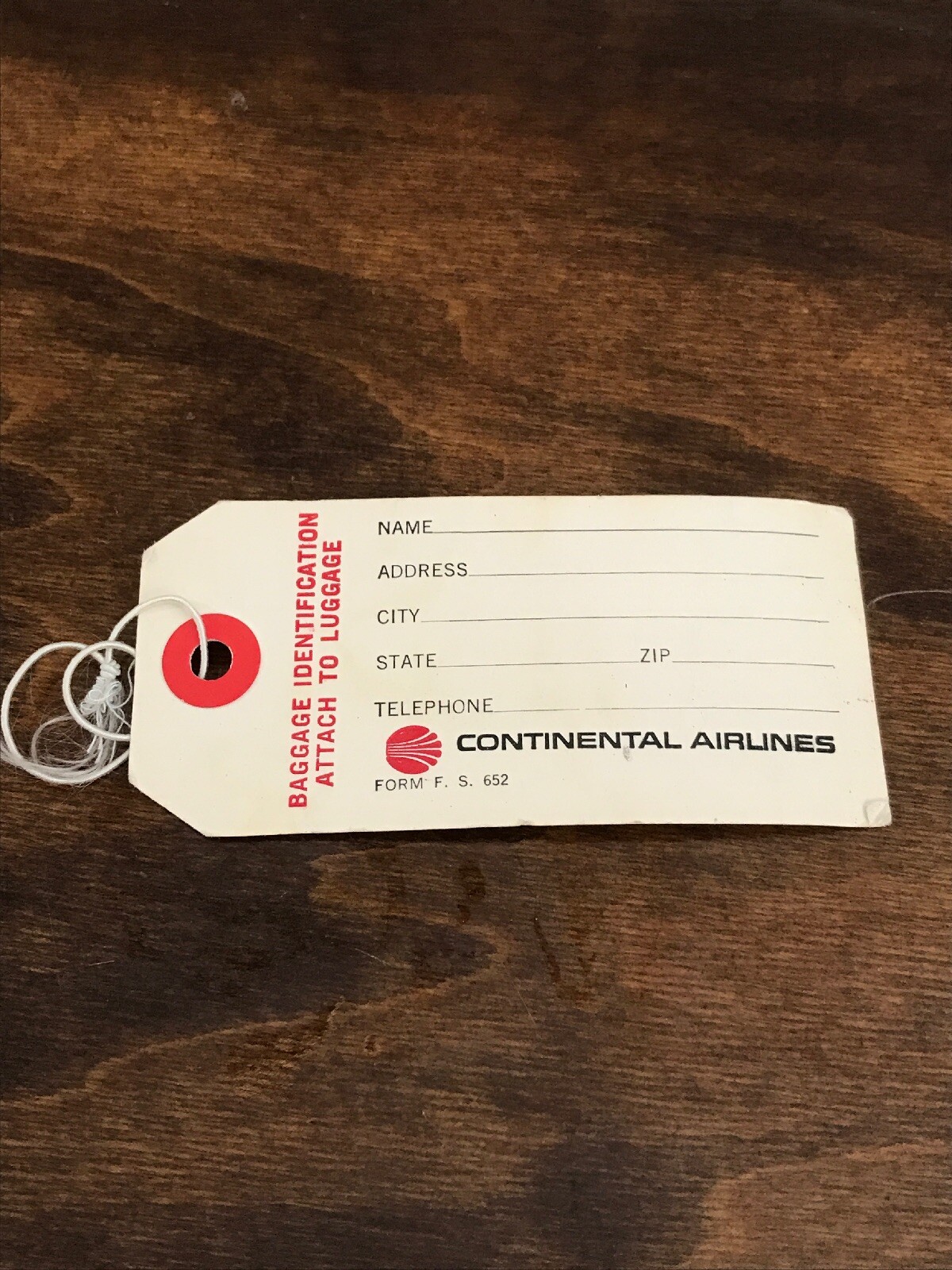 Vintage Unused NOS Continental Airlines 70’s Livery Luggage Tag Baggage