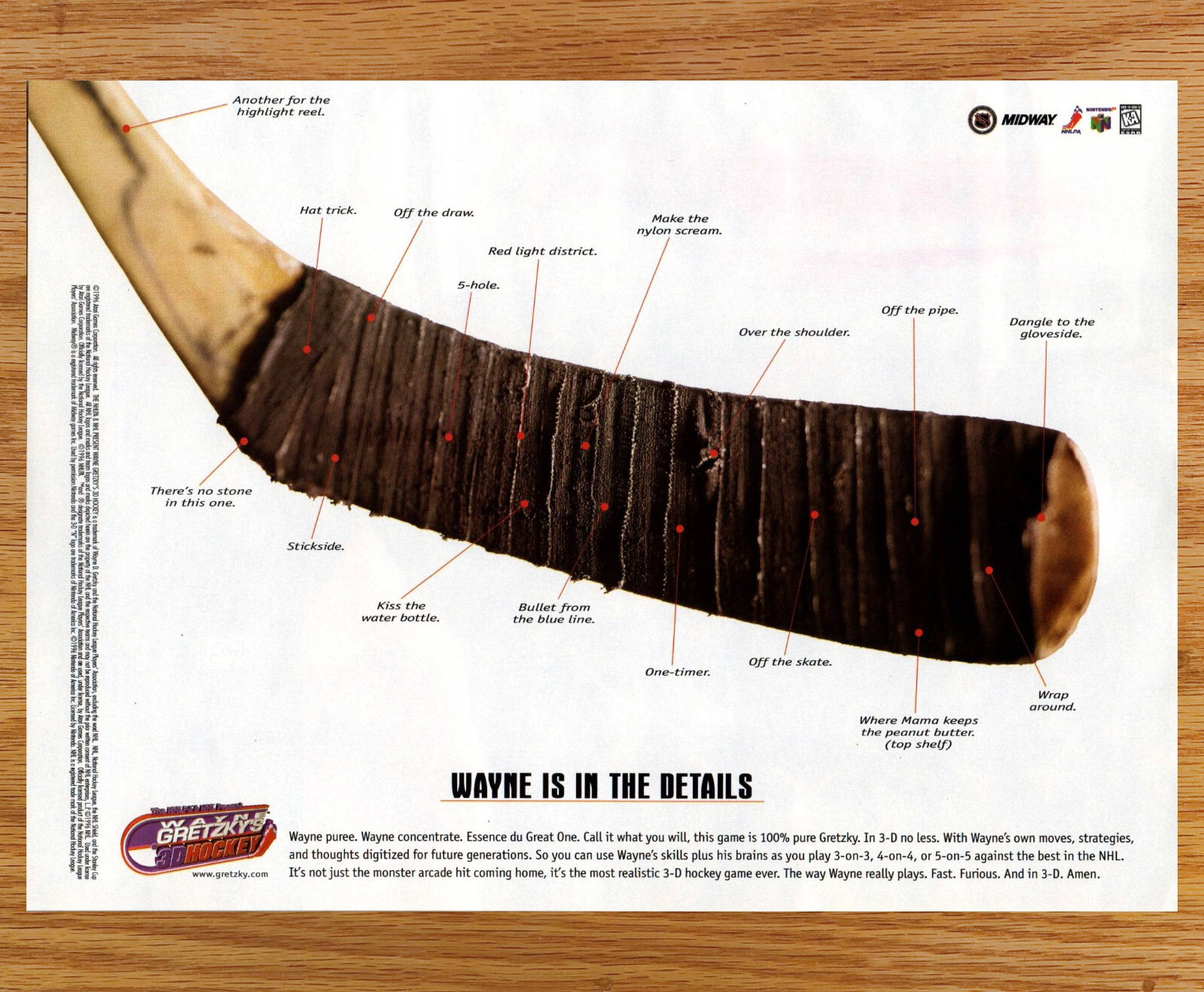 Wayne Gretzky's 3D Hockey NHL Midway- Video Game Print Ads Poster Promo Art 1996