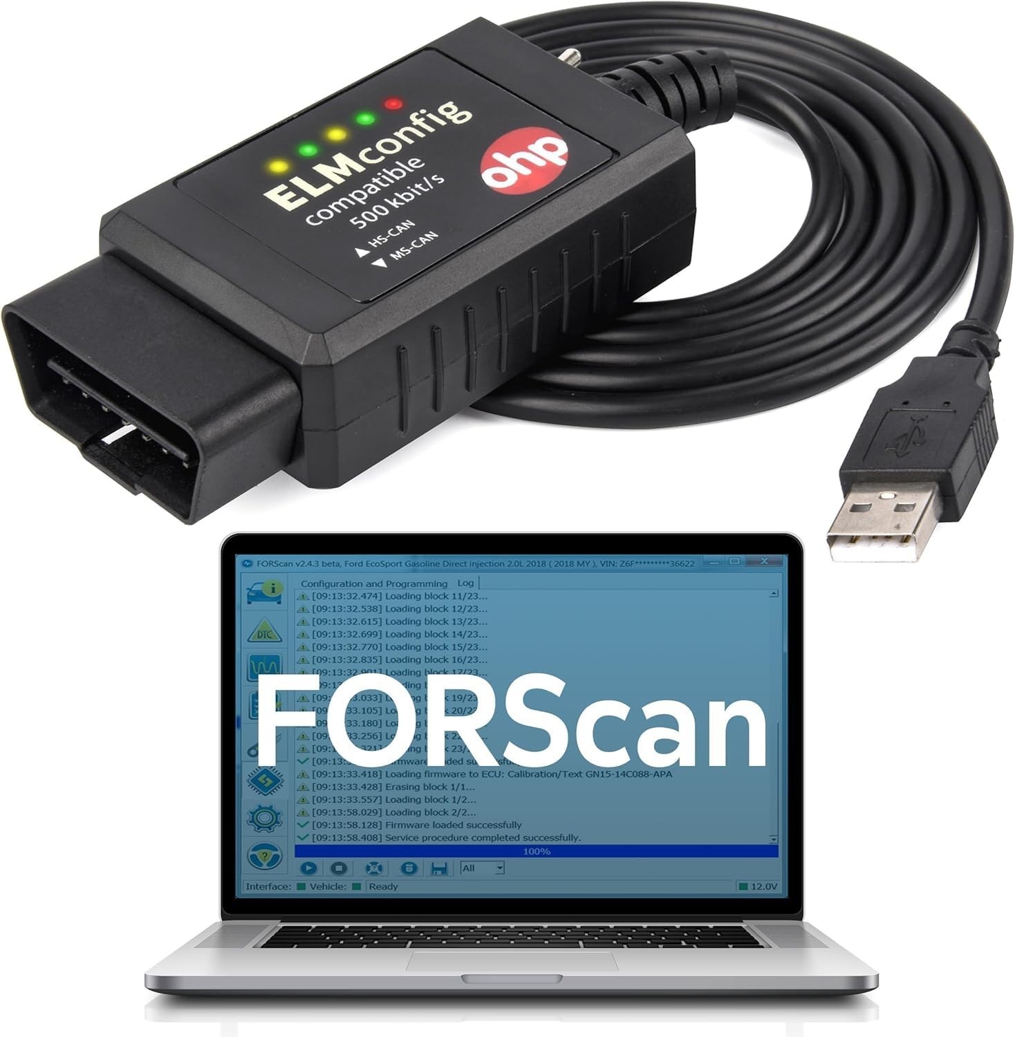 OHP FORScan ELM327-based OBD2 to USB Diagnostic Scan Tool with MS-Can/HS-Can Swi