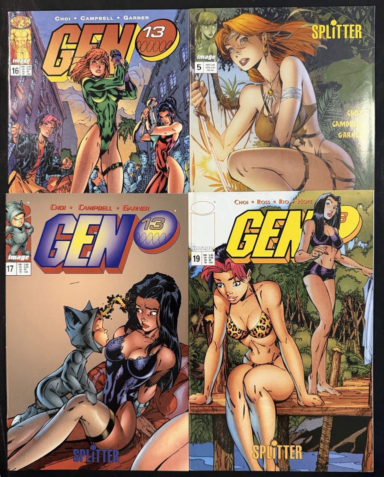 Gen13 #5 16 17 19 SPLITTER German Euro J. Scott Campbell Variants VG/FN Gen 13