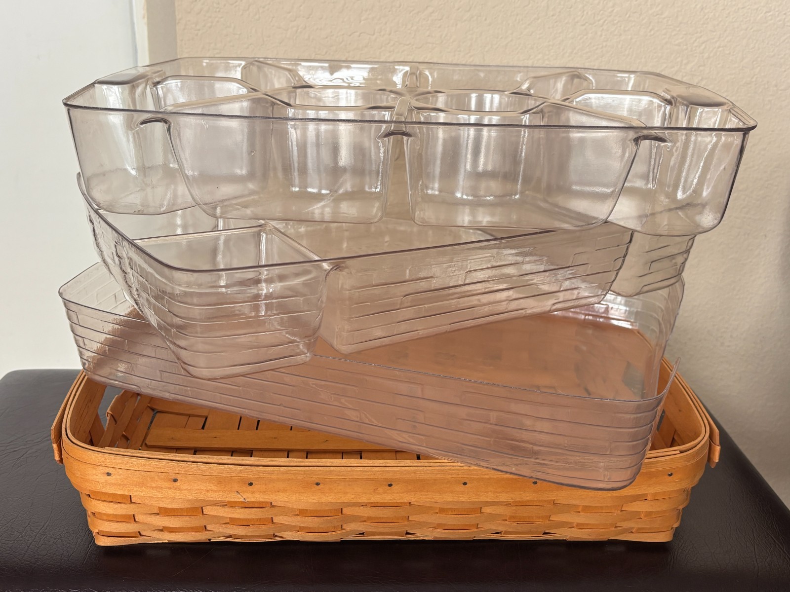 1998 Longaberger Hostess Tray w/ 3 Plastic Liners – Very Nice