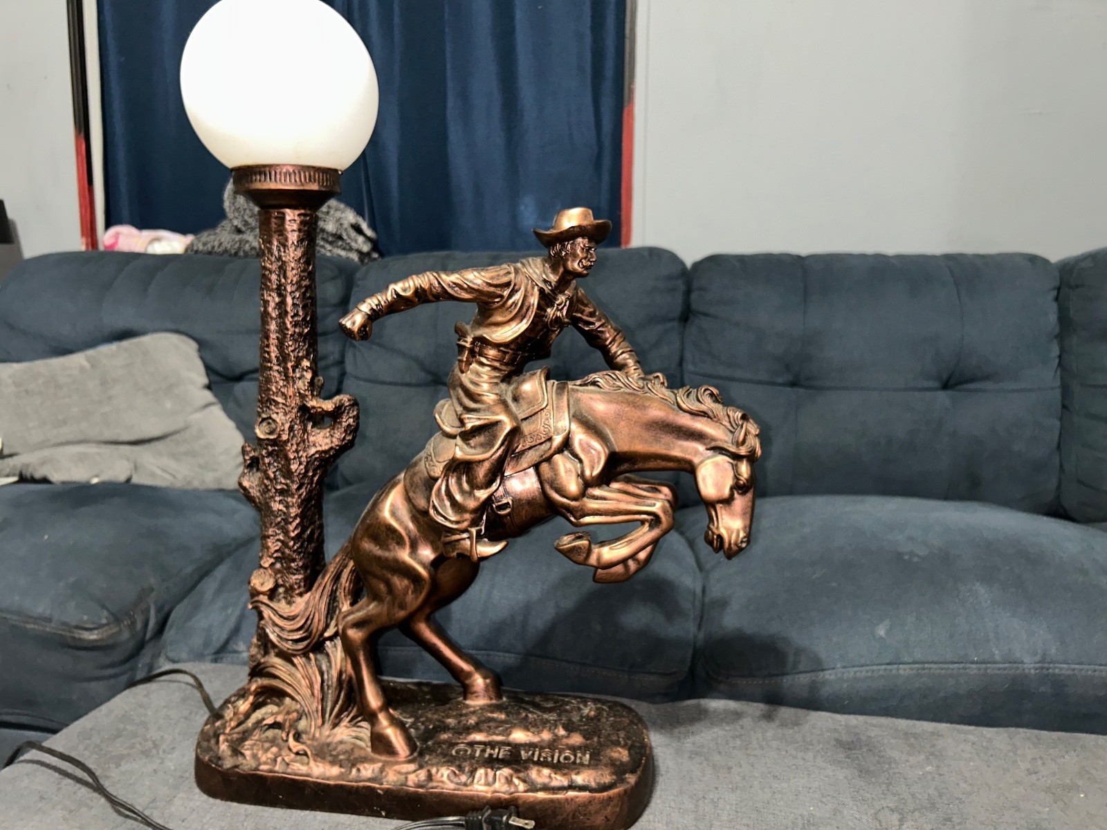 Rare 1950s/ 1960s “THE VISION” WRANGLER ON HORSEBACK/ BUCKING BRONCO LAMP