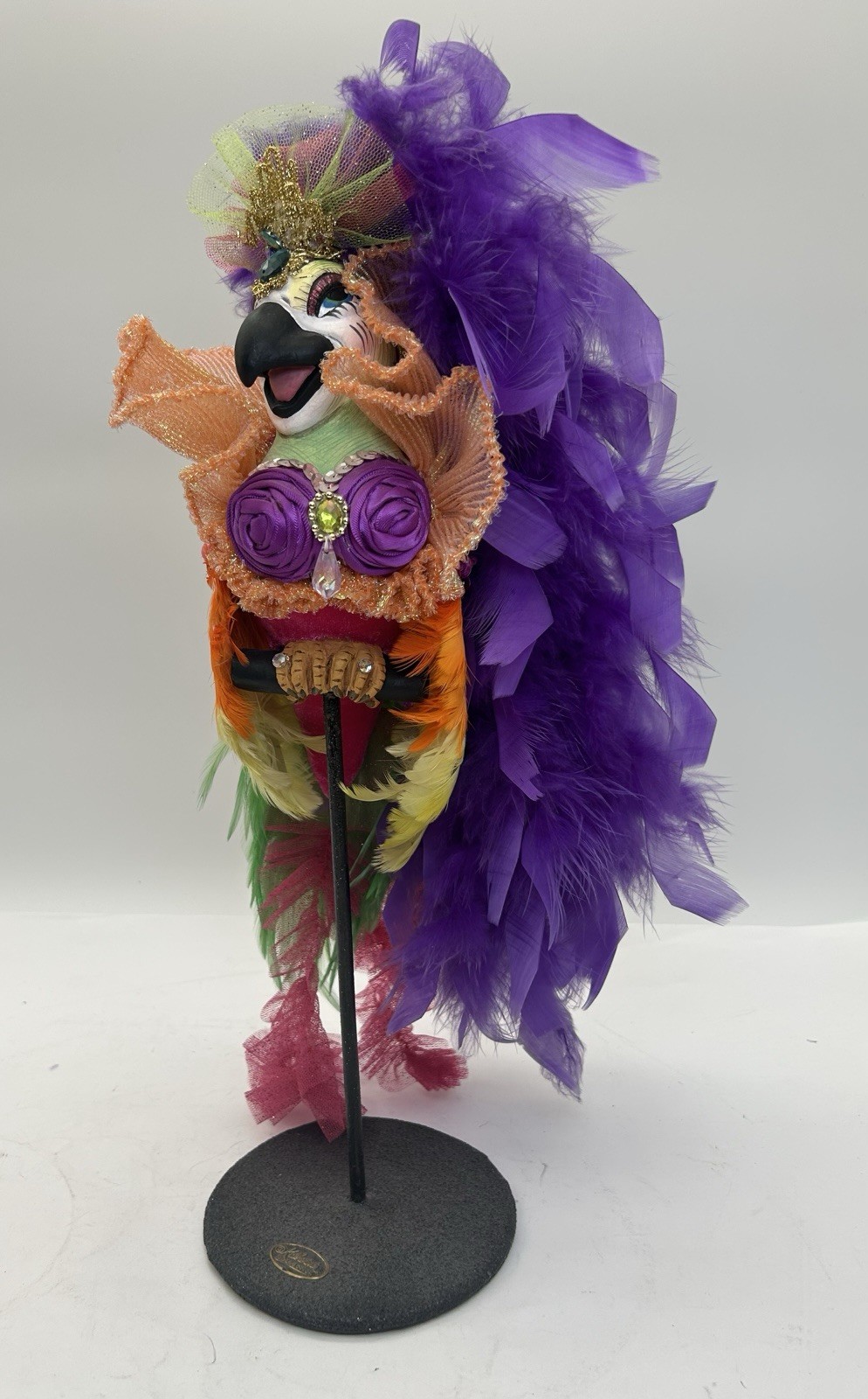 Katherine's Collection Fabulous Showgirl Parrot Bird w/ Feathers Colorful
