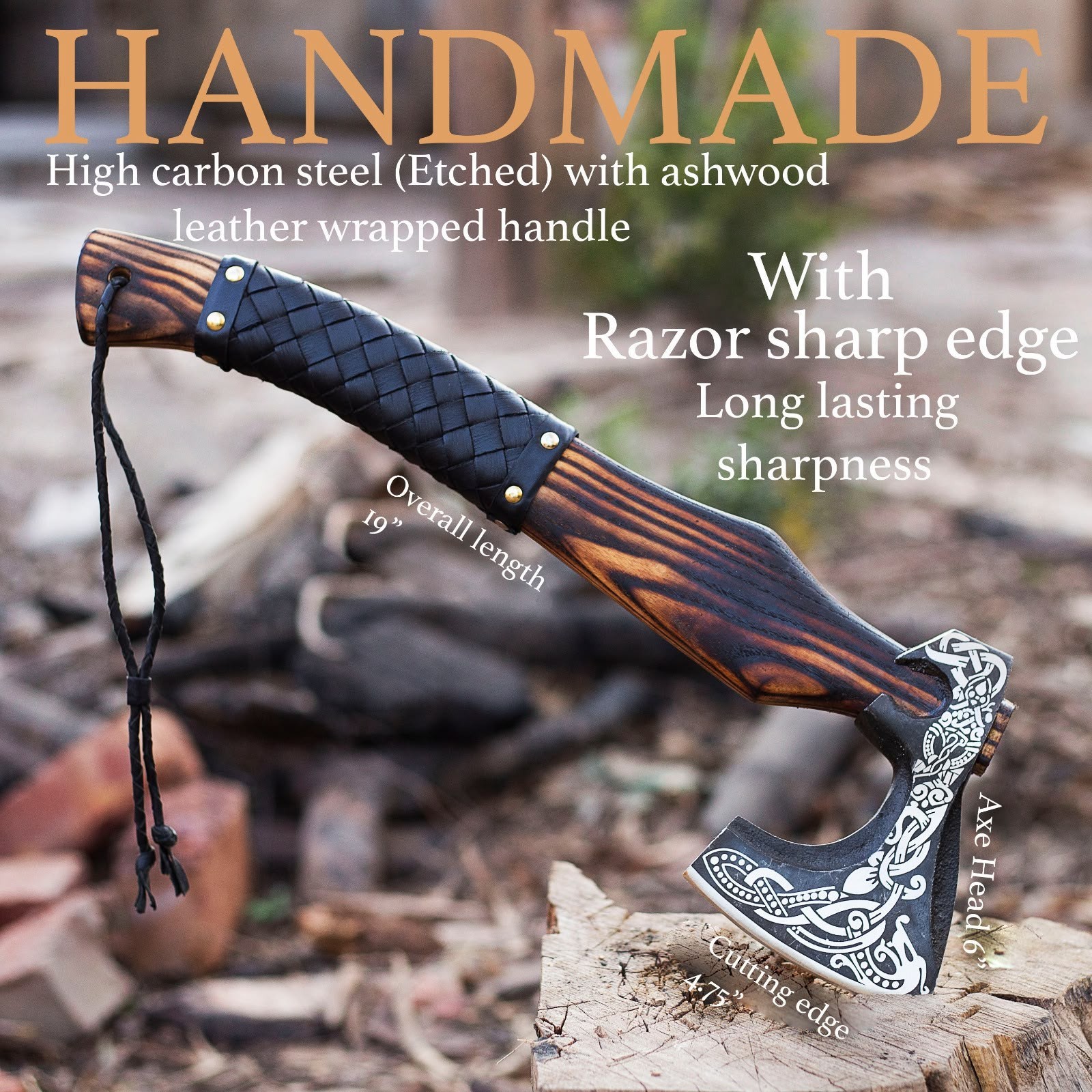 Viking Axe, Carbon Steel Viking Axe, Hand Forged Custom Made Camping Axe