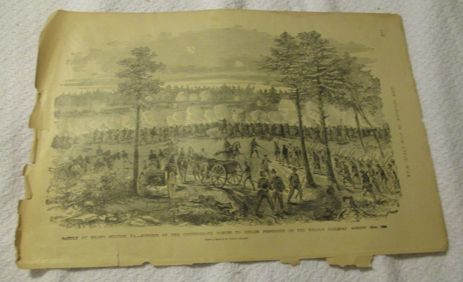 1864, HARPERS , FULL PAGE,BATTLE OF REAMS STATION VA, BATTLE FOR WELDON RAILROAD