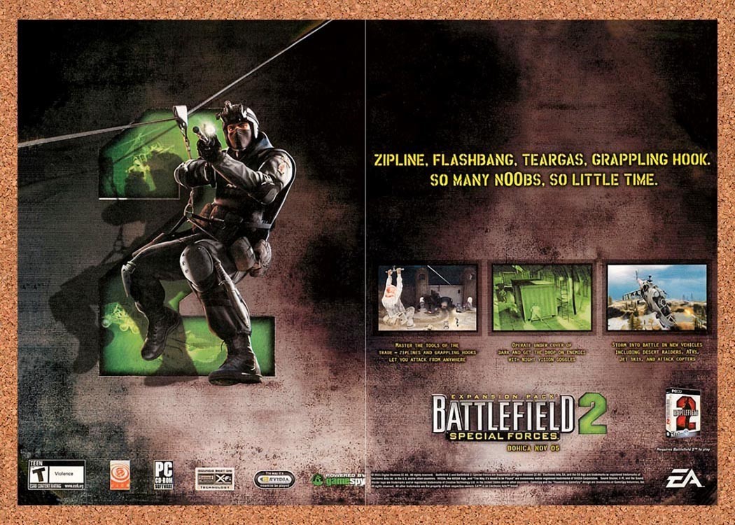 2005 Battlefield 2 Special Forces PC Original Advertisement / Retro Promo v4