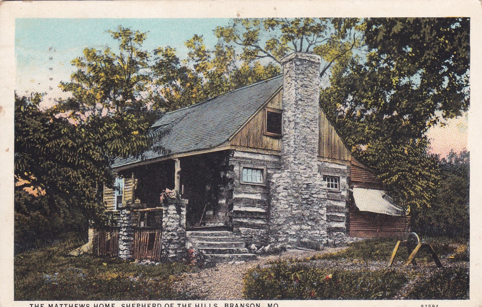 Branson Missouri MO Matthews Home Shepherd of the Hills 1934 Postcard D09