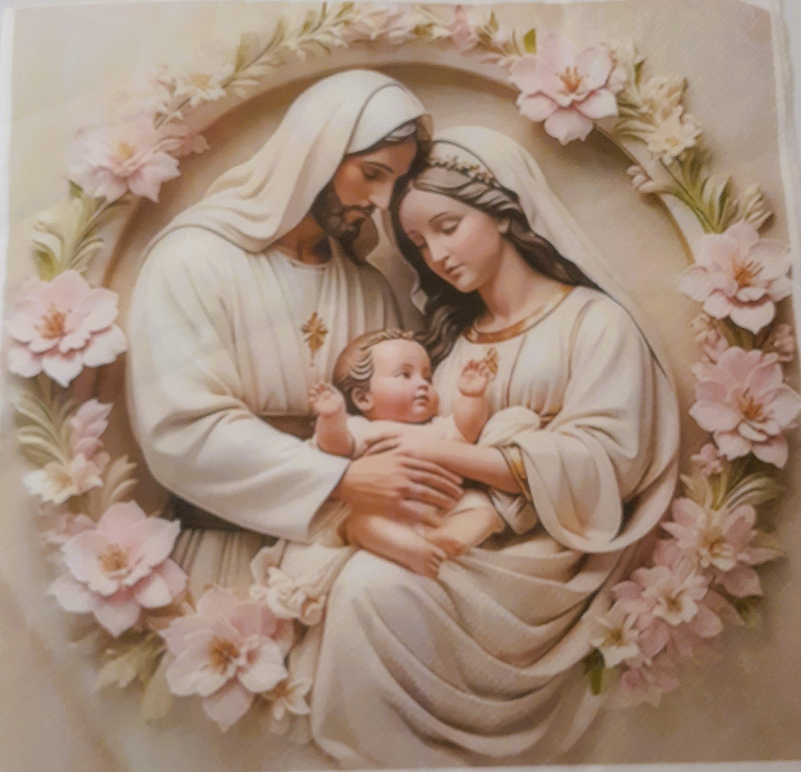 2 individual Paper Decoupage NAPKINS -HOLY FAMILY RELIGIOU 1 MOTIF